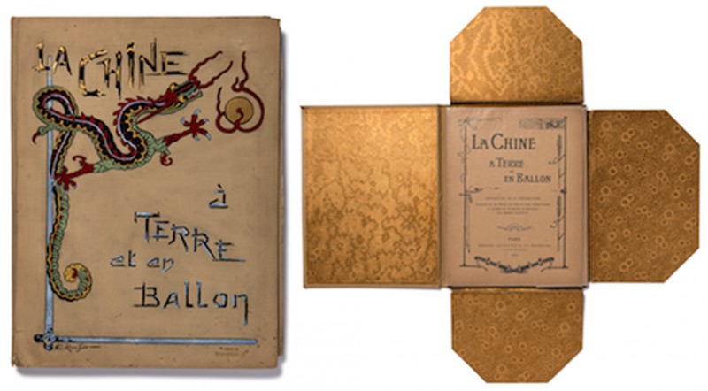Slipcase and folio from La Chine à terre et en ballon